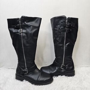 Torrid Black Faux Leather Lace-Up Knee High Combat Boots Size 12 WW